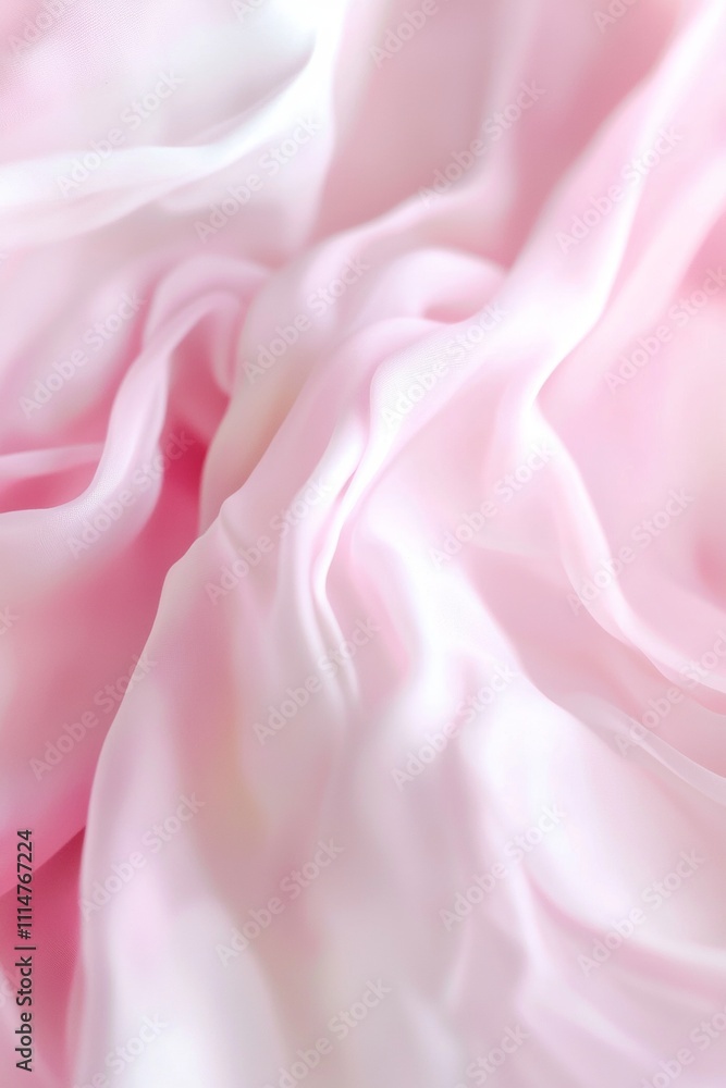Poster smooth pink silk fabric flows and forms elegant curves, creating a luxurious and delicate textured b