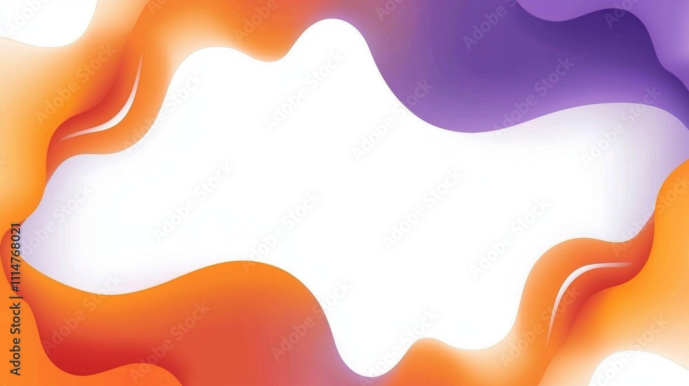 Poster smooth orange and purple waves are creating an empty space in the center, perfect for adding text or