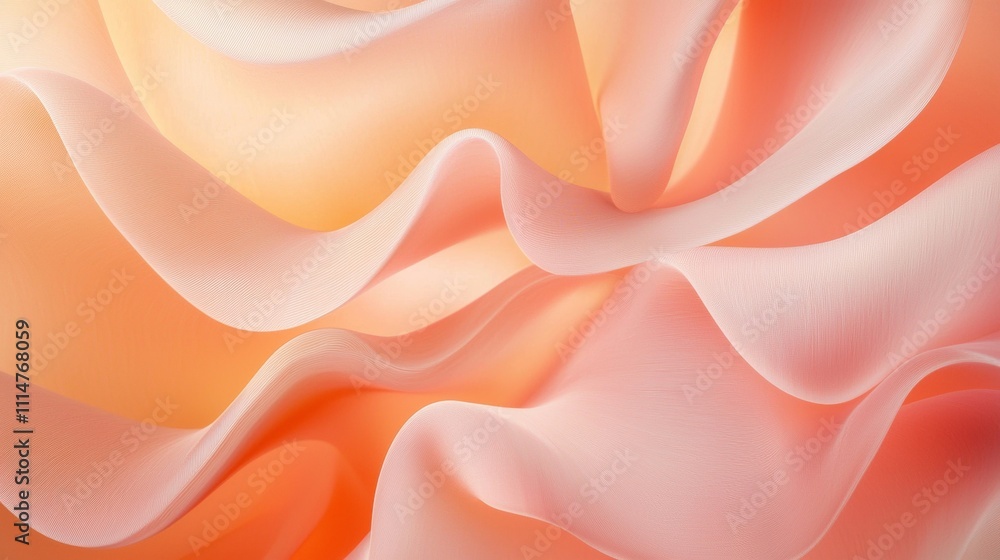 Poster smooth, undulating waves of pink and orange create a captivating abstract composition, ideal for bac
