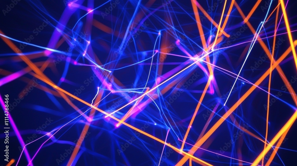 Poster colorful neon lights create a captivating display of glowing lines and intricate intersections, form