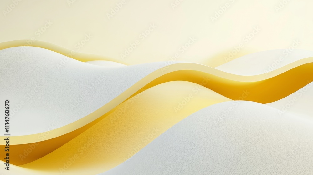 Poster smooth, undulating shapes in shades of yellow and white create a visually appealing abstract backgro