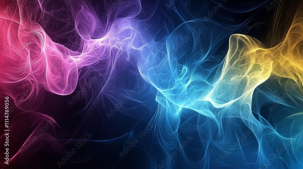 Aufkleber colorful abstract smoke patterns swirling and flowing against a dark background, creating a captivat