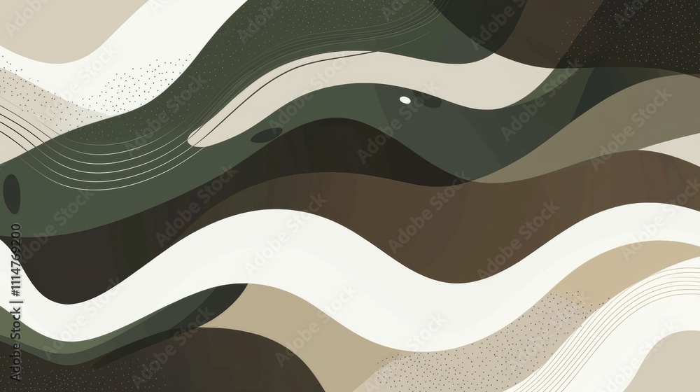 Poster modern abstract background showcasing flowing organic shapes in soothing earth tones, evoking a sens