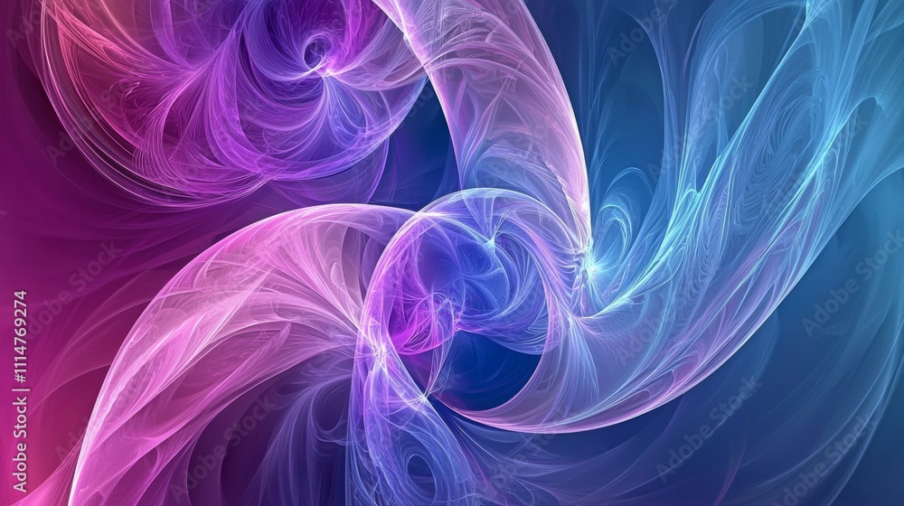 Poster pink and blue abstract swirls intertwine, creating a mesmerizing visual effect against a vibrant bac