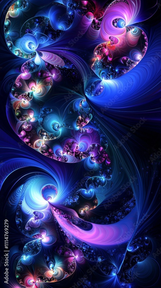 Aufkleber intricate fractal art generates a mesmerizing display of vibrant colors and dynamic shapes, swirling