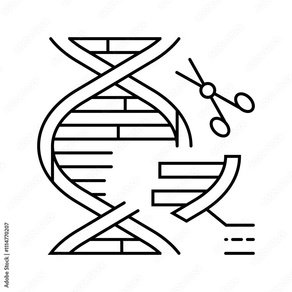 Poster genome editing cryptogenetics line icon vector. genome editing cryptogenetics sign. isolated contour