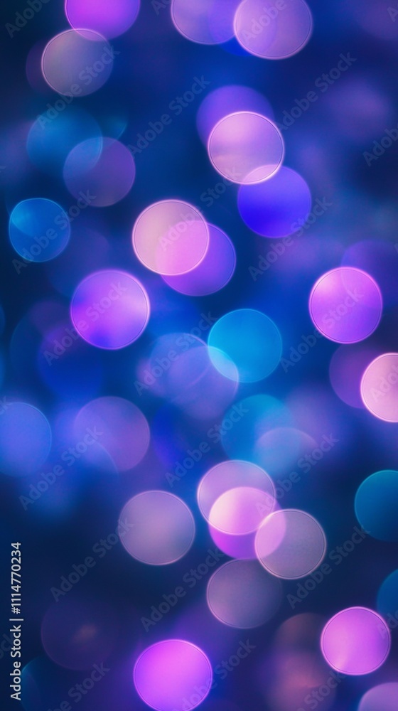 Poster pink and blue bokeh lights are glowing softly against a dark background, creating an abstract and fe