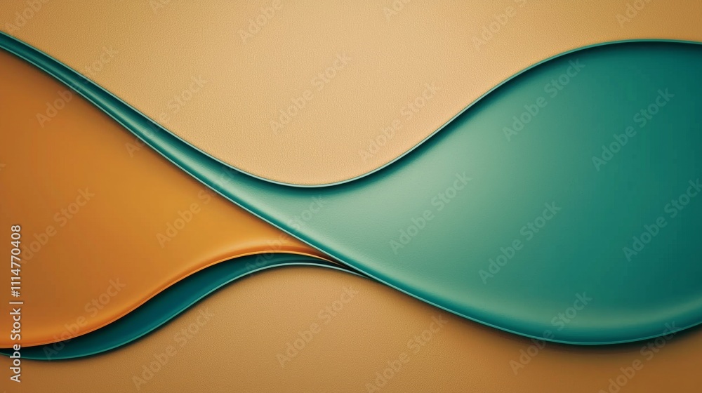 Poster smooth and elegant waves in orange and teal colors create a dynamic and visually appealing abstract 