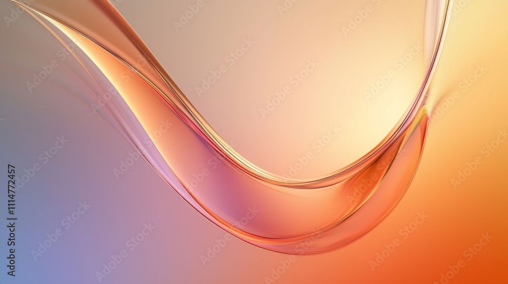 Poster Smooth orange wave flowing on a gradient background, creating a visually appealing abstract composition with a sense of motion and fluidity