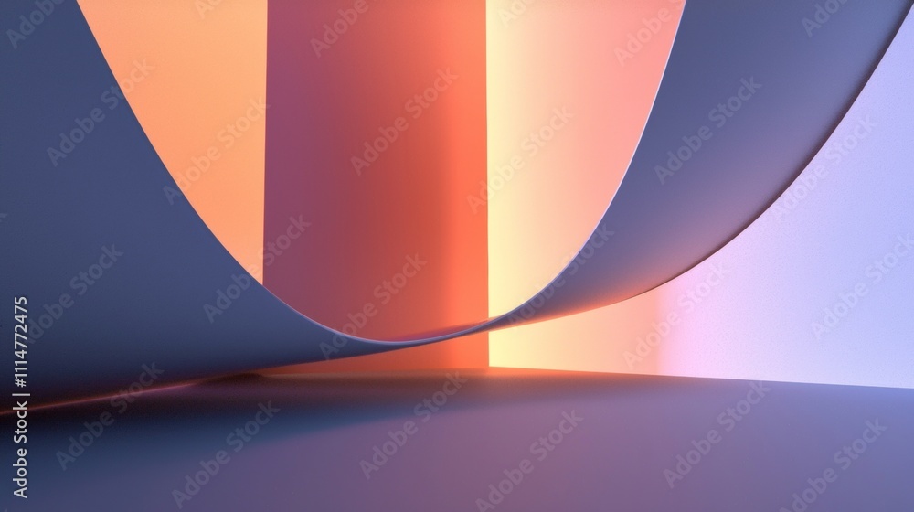 Poster smooth flowing ribbon shape dividing an abstract pastel-colored background, creating a visually appe