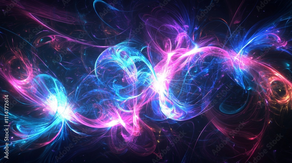 Poster vibrant beams of light intertwine and illuminate the darkness, creating a mesmerizing display of ene