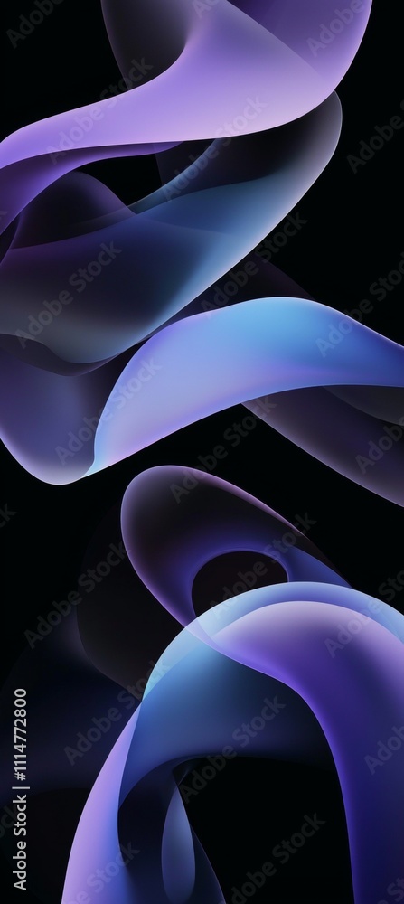 Aufkleber smooth purple and blue shapes create a dynamic and elegant composition against a black background, f