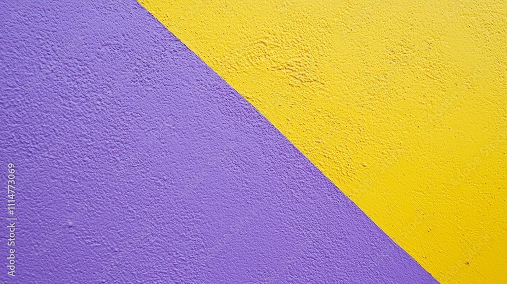 Poster purple and yellow textured wall background creating a striking contrast with a diagonal line dividin