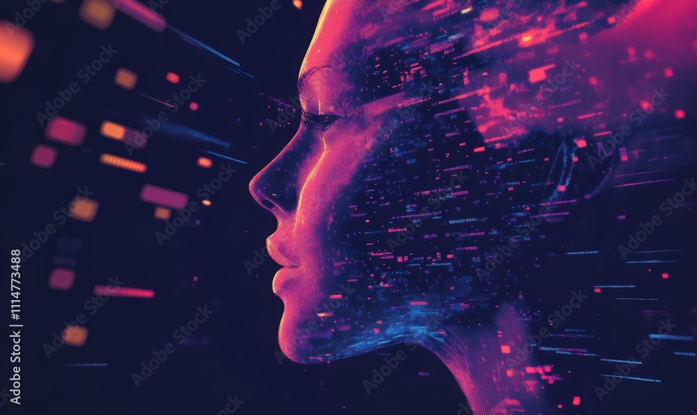 Poster concept for big data and deep machine learning. technology for business internet.