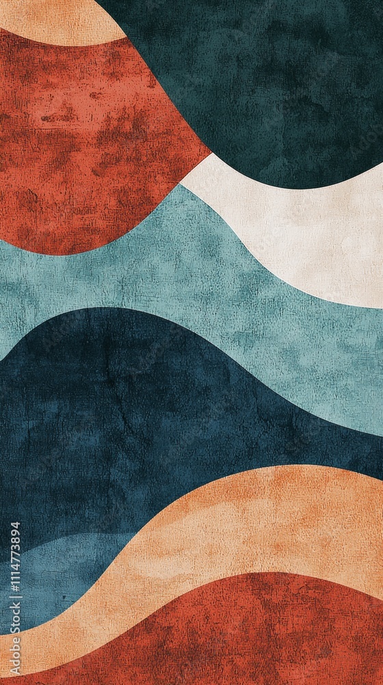 Aufkleber modern abstract background featuring overlapping wavy shapes in various earth tones, creating a visu