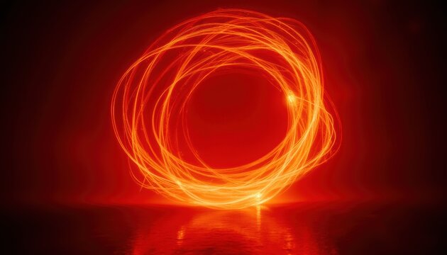 Captivating light photography of fiery red and orange vortex trails