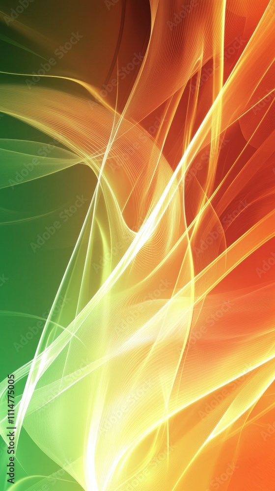 Poster smooth, luminous lines intertwine and flow, creating a dynamic and vibrant abstract composition with
