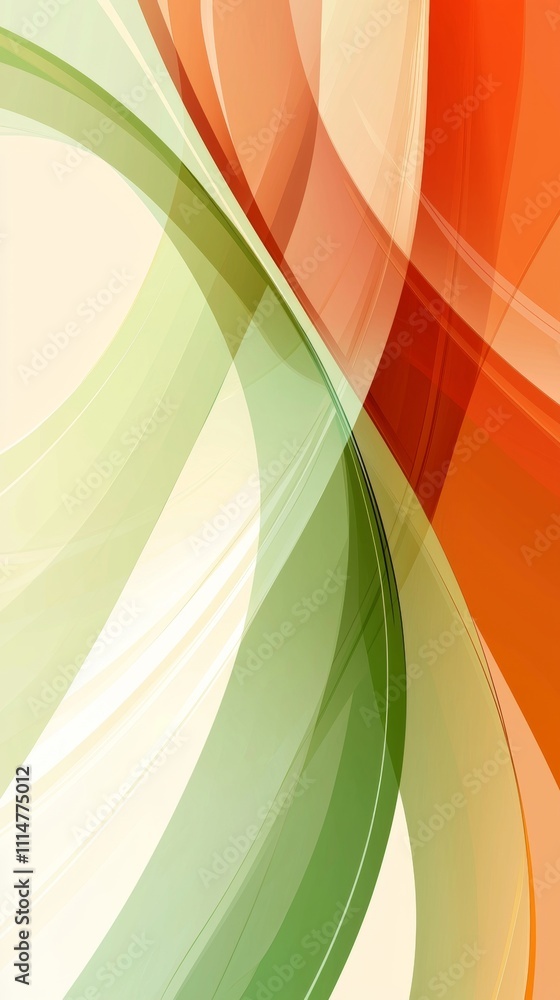 Poster intertwining smooth orange and green waves create a dynamic flow, forming an abstract composition fi