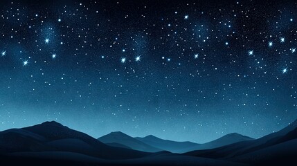 Obraz premium A mountain range with stars in the foreground and a blue sky with stars in the background