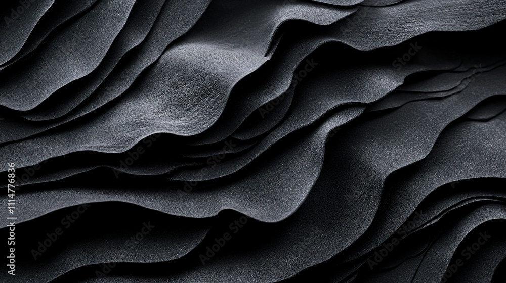Aufkleber a high-resolution image of a black background with intricate waves resembling a mountain range or an