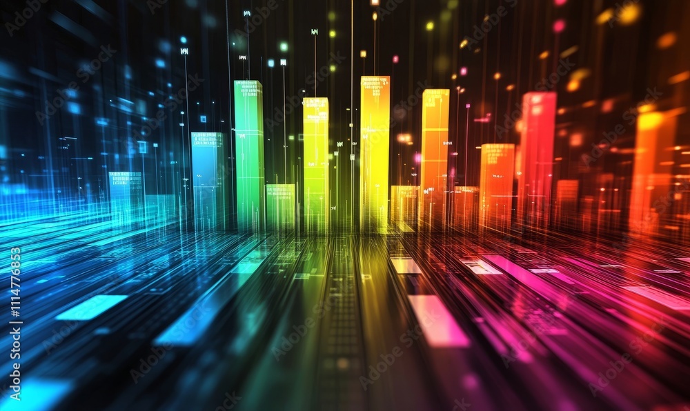 Poster digital analytics - multicolored - technologies, big data, forecasting