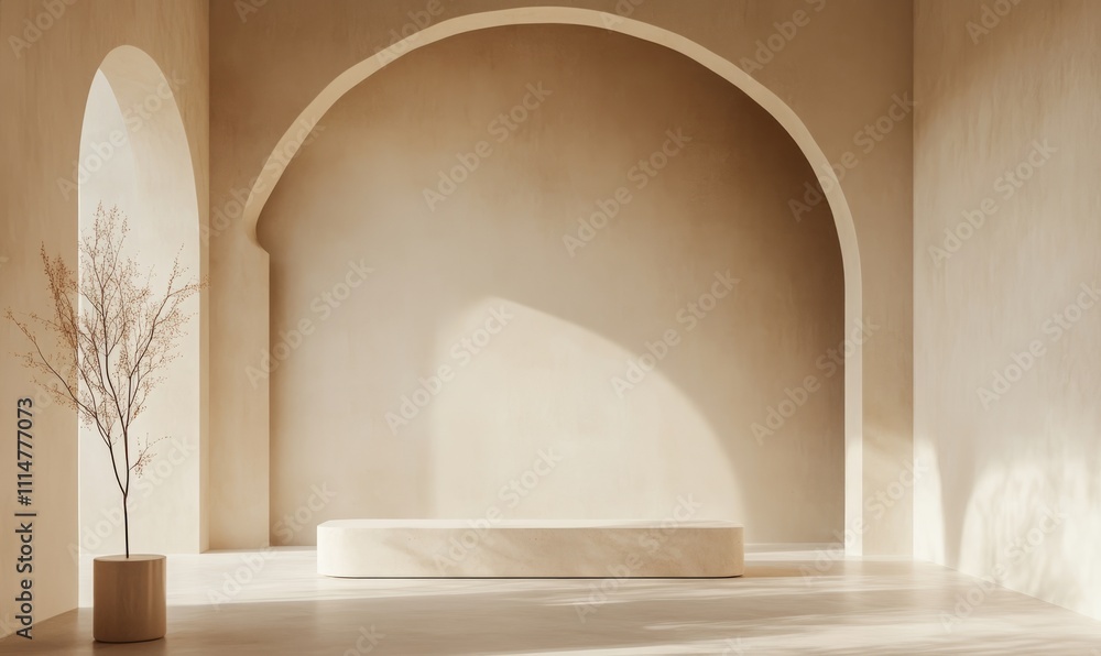 Poster an elegant and sophisticated scene showcasing a minimalistic abstract background in a neutral and ve