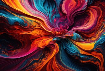 Obraz premium radiant micro dynamic fluid paint structures capturing colorful swirls patterns, abstract, art, macro, vibrant, colors, designs, texture, chemistry, visual
