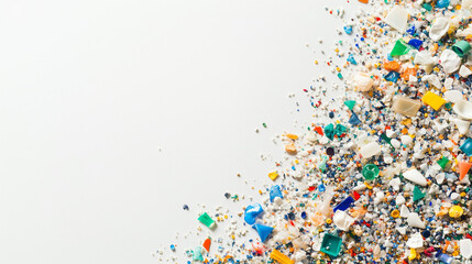 white background with colorful microplastics