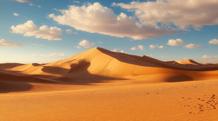 Golden Desert Landscape Under a Dramatic Sky