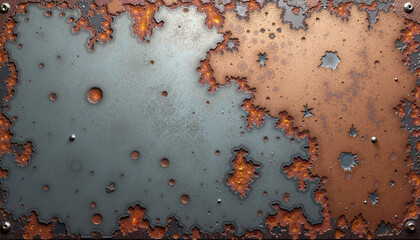 Fototapeta premium Rusty and weathered metal surface with peeling paint for industrial design