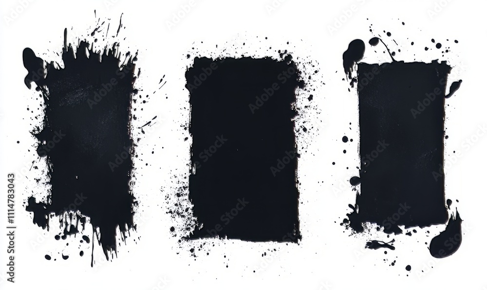 Poster compositions of paint grunge with frame for text boxes. dirty texture elements, quote box speech tem