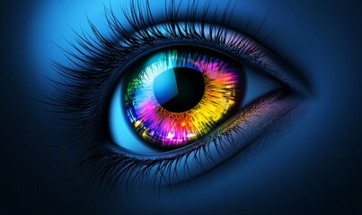 Fototapeta premium Eye pupil with colorful reflections, Vector flat minimalistic isolated illustration