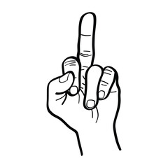 illustration of raising the middle finger, indicating a gesture of cursing and social resistance. vector