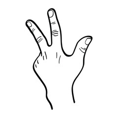 illustration of a hand raising the mother, index and middle fingers. hand gesture. vector