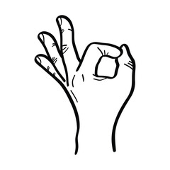 illustration of a Hand gestures indicate okay or yes. vector 