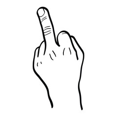 illustration of raising the middle finger, indicating a gesture of cursing and social resistance. vector