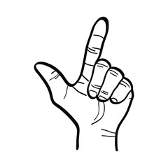 illustration of thumb and index finger indicating a gun-like gesture. vector