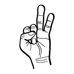 illustration of a hand raising the ring finger and little finger. vector