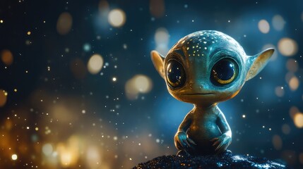Fototapeta premium Illustration of a Cute Flower Alien in Space