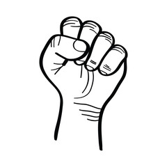 illustration of clenched hands. gesture symbol of resistance, hands raised. fist hand. vector