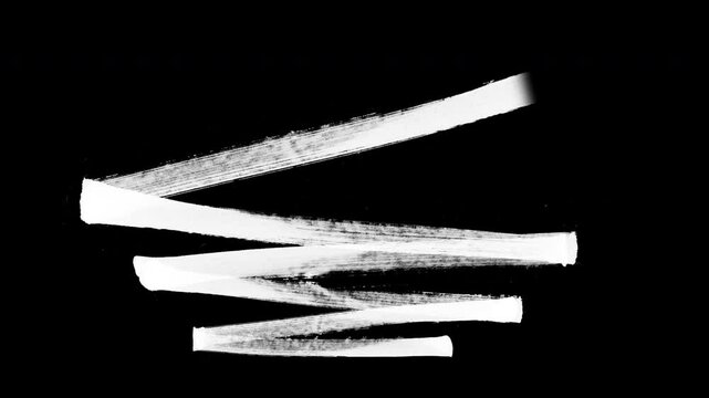 Set of 4 Realistic animation of Brush Strokes drawing zig zag lines. Pack of Organic animated Paint Brush Stroke lines. Doodle Marker, Graffiti, Brush, Pen, chalk.