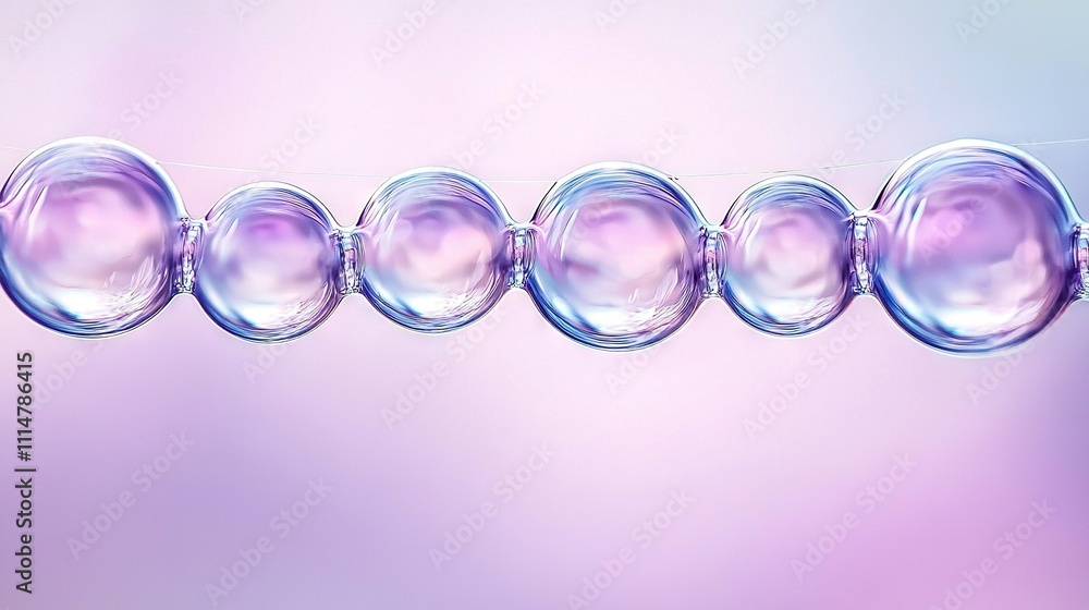 Poster a cluster of bubbles floating above a lavender and azure backdrop, with a row of bubbles dividing th