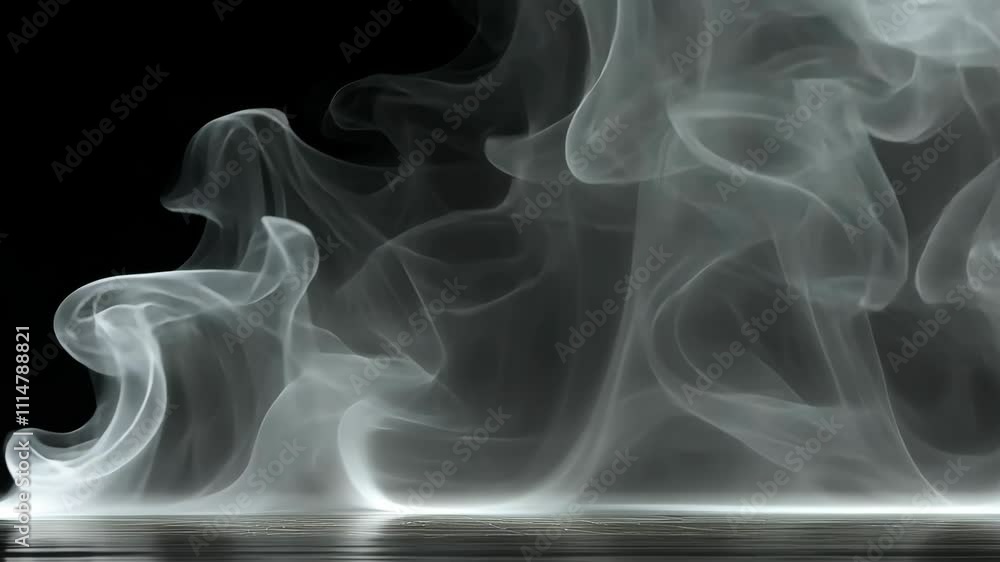 Poster ethereal wisps of smoke rising elegantly from a dark surface in a mysterious and calming atmosphere
