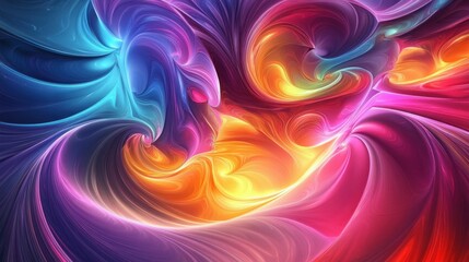 Obraz premium Abstract neon fractal wallpaper with space -