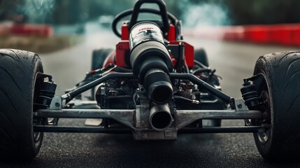 Obraz premium A sleek kart racing alone with light reflections