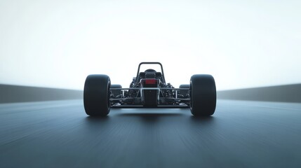 A sleek kart racing alone with light reflections

