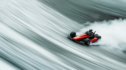 Obraz premium A sleek kart racing alone with light reflections