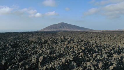 vue aérienne du parc national des volcans du parc national de Timanfaya sur l'île de Lanzarote...