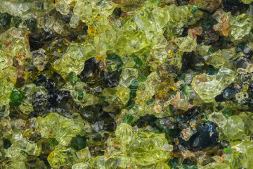 Detailed macro photograph of Peridot crystals from Arizona