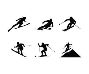 Naklejka premium Elegant Skiing Silhouettes EPS Vector